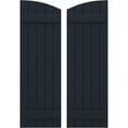 thumbnail image 1 of Ekena Millwork 17 1/2"W x 67"H Americraft Five Board (2 Batten) Exterior Real Wood Joined Board-n-Batten Shutters w/ Elliptical Top (Per Pair), Starless Night Blue, 1 of 10