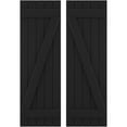 thumbnail image 1 of Ekena Millwork 17 1/2"W x 68"H Americraft Five Board (2 Batten) Exterior Real Wood Joined Board-n-Batten Shutters w/ Z-Bar (Per Pair), Black, 1 of 10