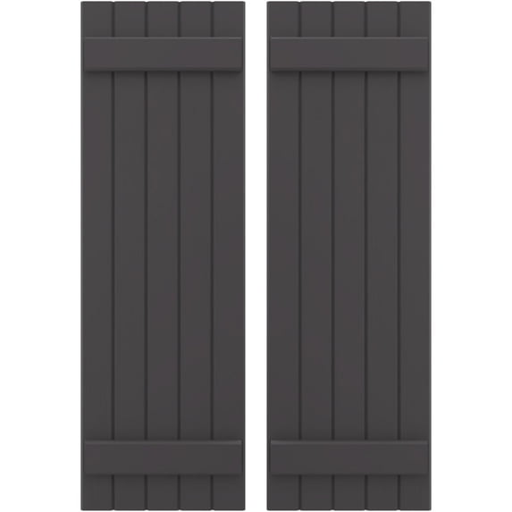 Ekena Millwork 17 1/2"W x 69"H Americraft Five Board (2 Batten) Exterior Real Wood Joined Board-n-Batten Shutters (Per Pair), Shadow Mountain