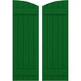 thumbnail image 1 of Ekena Millwork 17 1/2"W x 72"H Americraft Five Board (2 Batten) Exterior Real Wood Joined Board-n-Batten Shutters w/ Elliptical Top (Per Pair), Viridian Green, 1 of 10