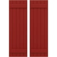 thumbnail image 1 of Ekena Millwork 17 1/2"W x 76"H Americraft Five Board (2 Batten) Exterior Real Wood Joined Board-n-Batten Shutters (Per Pair), Fire Red, 1 of 10