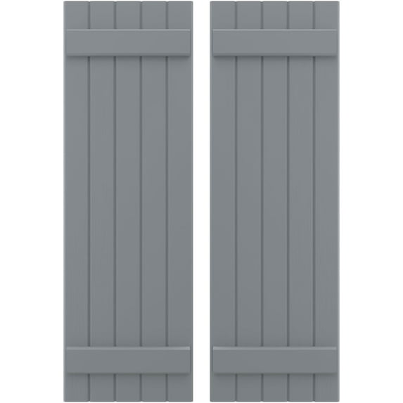 Ekena Millwork 17 1/2"W x 76"H Americraft Five Board (2 Batten) Exterior Real Wood Joined Board-n-Batten Shutters (Per Pair), Ocean Swell
