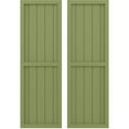 thumbnail image 1 of Ekena Millwork 17 1/2"W x 80"H Americraft Five Board Exterior Real Wood Two Equal Panel Framed Board-n-Batten Shutters (Per Pair), Moss Green, 1 of 9