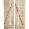 thumbnail image 1 of Ekena Millwork 17 1/2"W x 80"H Rustic Three Board Spaced Board-n-Batten Riverwood Faux Wood Shutters w/Z-Board (Per Pair), Primed Tan, 1 of 10