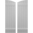 thumbnail image 1 of Ekena Millwork 17 1/2"W x 81"H Americraft Five Board (2 Batten) Exterior Real Wood Joined Board-n-Batten Shutters w/ Elliptical Top (Per Pair), Primed, 1 of 10