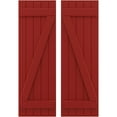 thumbnail image 1 of Ekena Millwork 17 1/2"W x 83"H Americraft Five Board (2 Batten) Exterior Real Wood Joined Board-n-Batten Shutters w/ Z-Bar (Per Pair), Fire Red, 1 of 10