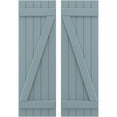 thumbnail image 1 of Ekena Millwork 17 1/2"W x 83"H Americraft Five Board (2 Batten) Exterior Real Wood Joined Board-n-Batten Shutters w/ Z-Bar (Per Pair), Peaceful Blue, 1 of 10