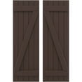 thumbnail image 1 of Ekena Millwork 17 1/2"W x 83"H Americraft Five Board (2 Batten) Exterior Real Wood Joined Board-n-Batten Shutters w/ Z-Bar (Per Pair), Raisin Brown, 1 of 10