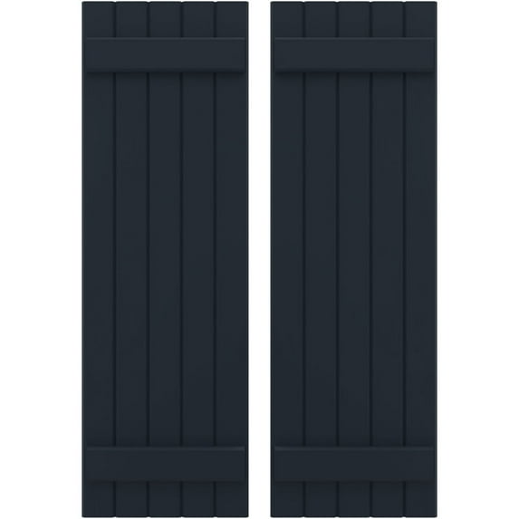 Ekena Millwork 17 1/2"W x 84"H Americraft Five Board (2 Batten) Exterior Real Wood Joined Board-n-Batten Shutters (Per Pair), Starless Night Blue