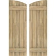 thumbnail image 1 of Ekena Millwork 17 1/2"W x 84"H Americraft Five Board (2 Batten) Exterior Real Wood Joined Board-n-Batten Shutters w/ Elliptical Top (Per Pair), Unfinished, 1 of 10
