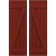 thumbnail image 1 of Ekena Millwork 17 1/2"W x 84"H Americraft Five Board (2 Batten) Exterior Real Wood Joined Board-n-Batten Shutters w/ Z-Bar (Per Pair), Pepper Red, 1 of 10
