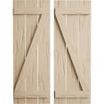 thumbnail image 1 of Ekena Millwork 17 1/2"W x 90"H Rustic Three Board Spaced Board-n-Batten Pecky Cypress Faux Wood Shutters w/Z-Board (Per Pair), Primed Tan, 1 of 10