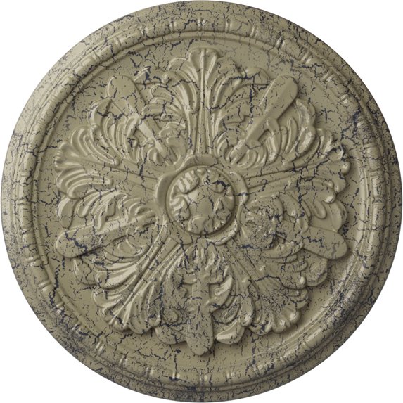 Ekena Millwork 17 1/8"OD x 1 1/2"P Washington Ceiling Medallion (Fits Canopies up to 2 7/8"), Hand-Painted Castle Stone Crackle