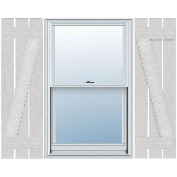 Ekena Millwork 17 1/8"W x 40"H Timberthane Faux Rustic Three Board Spaced Board-n-Batten Faux Wood Shutters w/Z-Board, Rough Cedar (Per Pair)