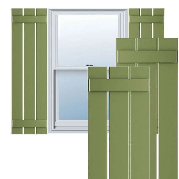 Ekena Millwork 17 1/8"W x 41"H True Fit PVC Three Board Spaced Board-n-Batten Shutters, Moss Green (Per Pair - Hardware Not Included)