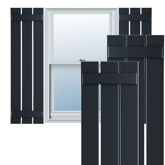 Ekena Millwork 17 1/8"W x 64"H True Fit PVC Three Board Spaced Board-n-Batten Shutters, Starless Night Blue (Per Pair - Hardware Not Included)