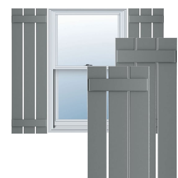 Ekena Millwork 17 1/8"W x 72"H True Fit PVC Three Board Spaced Board-n-Batten Shutters, Ocean Swell (Per Pair - Hardware Not Included)