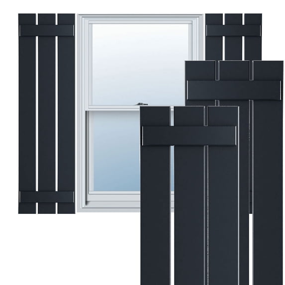 Ekena Millwork 17 1/8"W x 77"H True Fit PVC Three Board Spaced Board-n-Batten Shutters, Starless Night Blue (Per Pair - Hardware Not Included)
