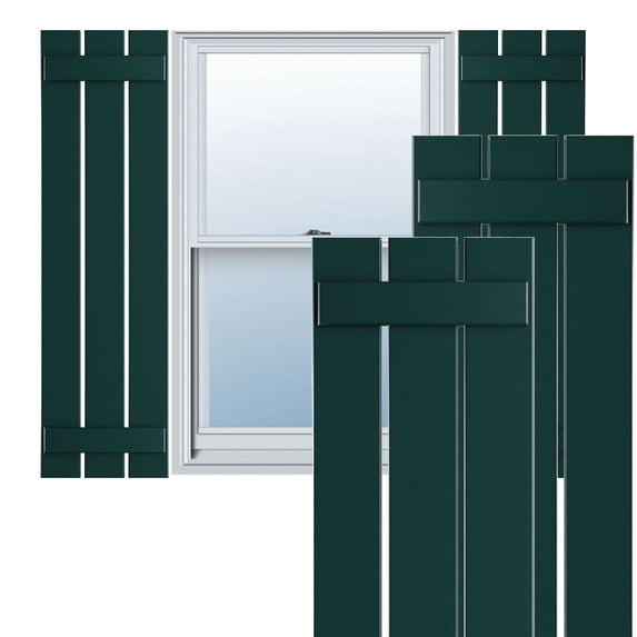 Ekena Millwork 17 1/8"W x 80"H True Fit PVC Three Board Spaced Board-n-Batten Shutters, Thermal Green (Per Pair - Hardware Not Included)