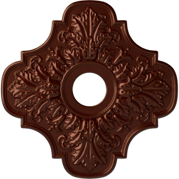 Ekena Millwork 17 3/4"OD x 3 1/8"ID x 1"P Peralta Ceiling Medallion (Fits Canopies up to 4 5/8"), Hand-Painted Antique Copper