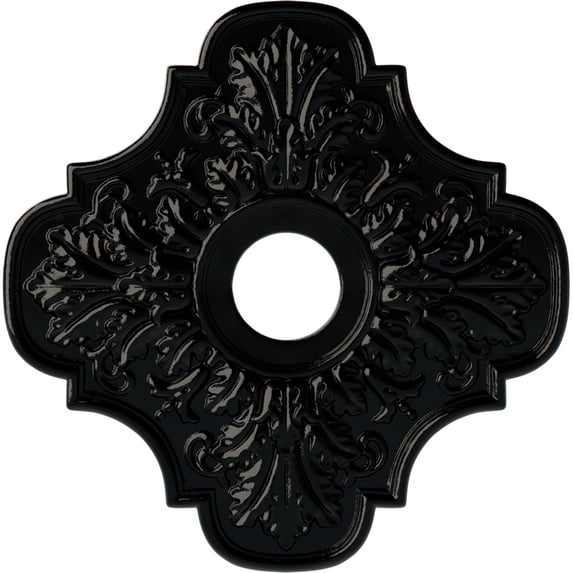 Ekena Millwork 17 3/4"OD x 3 1/8"ID x 1"P Peralta Ceiling Medallion (Fits Canopies up to 4 5/8"), Hand-Painted Black Pearl