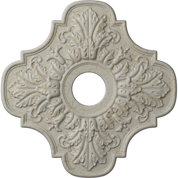 Ekena Millwork 17 3/4"OD x 3 1/8"ID x 1"P Peralta Ceiling Medallion (Fits Canopies up to 4 5/8"), Hand-Painted Pot of Cream Crackle