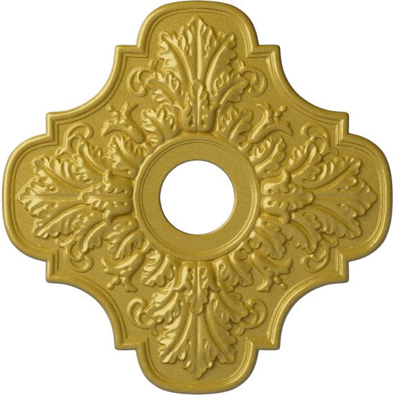 Ekena Millwork 17 3/4"OD x 3 1/8"ID x 1"P Peralta Ceiling Medallion (Fits Canopies up to 4 5/8"), Hand-Painted Rich Gold