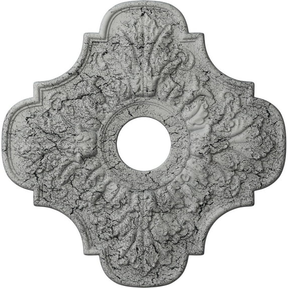 Ekena Millwork 17 3/4"OD x 3 1/8"ID x 1"P Peralta Ceiling Medallion (Fits Canopies up to 4 5/8"), Hand-Painted Ultra Pure White Crackle