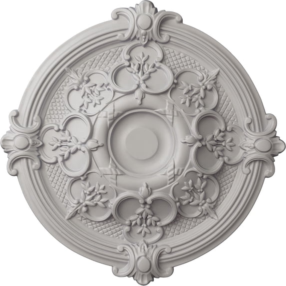 Ekena Millwork 17 3/8"OD x 1 3/4"P Hamilton Ceiling Medallion (Fits Canopies up to 3 3/4"), Hand-Painted Ultra Pure White