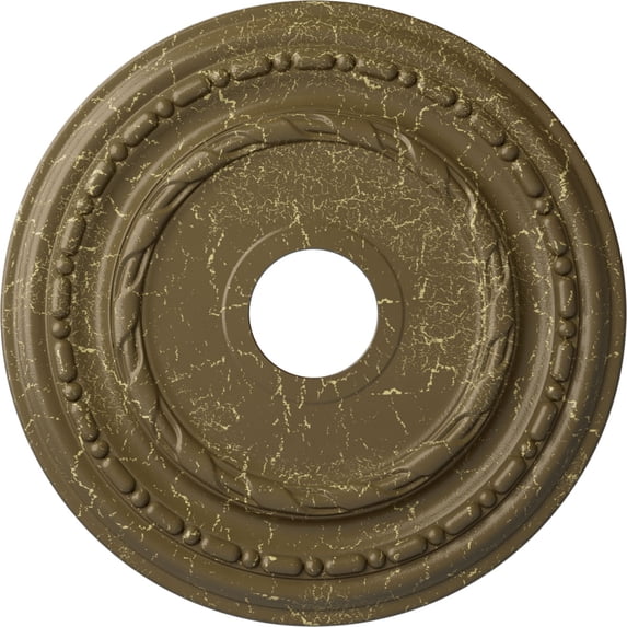 Ekena Millwork 17 7/8"OD x 3 5/8"ID x 1 1/4"P Dublin Ceiling Medallion (Fits Canopies up to 5 1/8"), Hand-Painted Mississippi Mud Crackle