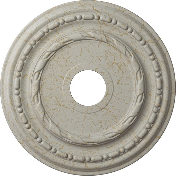 Ekena Millwork 17 7/8"OD x 3 5/8"ID x 1 1/4"P Dublin Ceiling Medallion (Fits Canopies up to 5 1/8"), Hand-Painted Pot of Cream Crackle