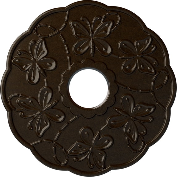 Ekena Millwork 17 7/8"OD x 3 7/8"ID x 1"P Terrones Butterfly Ceiling Medallion (Fits Canopies up to 3 7/8"), Hand-Painted Bronze