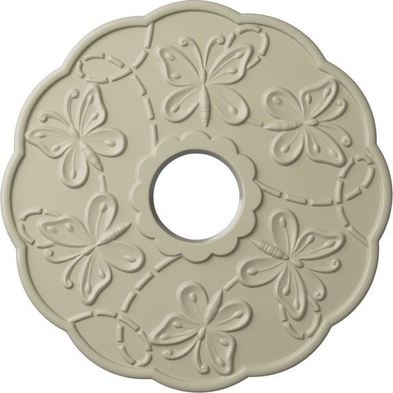 Ekena Millwork 17 7/8"OD x 3 7/8"ID x 1"P Terrones Butterfly Ceiling Medallion (Fits Canopies up to 3 7/8"), Hand-Painted Clear Yellow