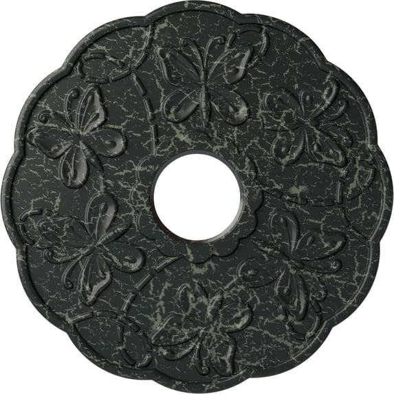 Ekena Millwork 17 7/8"OD x 3 7/8"ID x 1"P Terrones Butterfly Ceiling Medallion (Fits Canopies up to 3 7/8"), Hand-Painted Painted Turtle Crackle