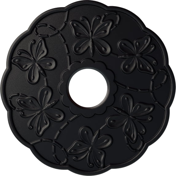 Ekena Millwork 17 7/8"OD x 3 7/8"ID x 1"P Terrones Butterfly Ceiling Medallion (Fits Canopies up to 3 7/8"), Hand-Painted Steel Gray