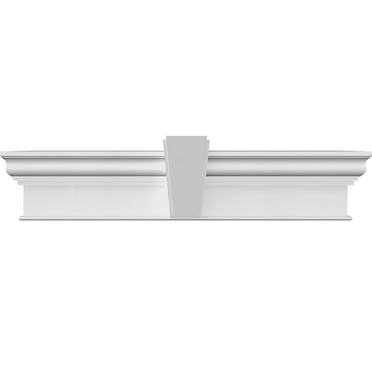 Ekena Millwork 179" Bottom Width x 187 1/2" Top Width x 12"H x 1 1/4"P Craftsman Crosshead w/ Deco Keystone