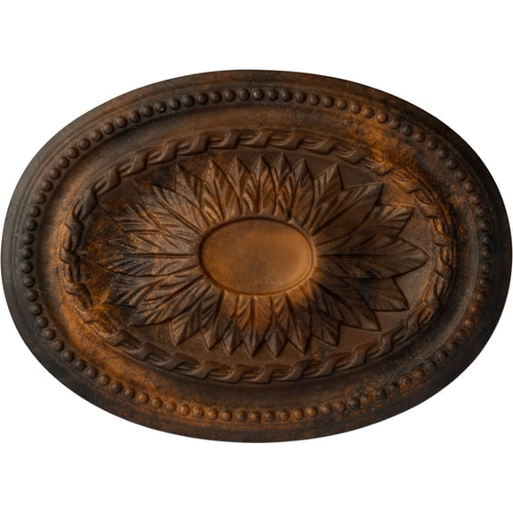 Ekena Millwork 18 1/2"W x 13 1/2"H x 1 7/8"P Saverne Ceiling Medallion, Hand-Painted Rust