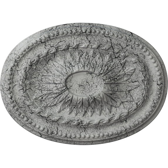 Ekena Millwork 18 1/2"W x 13 1/2"H x 1 7/8"P Saverne Ceiling Medallion, Hand-Painted Ultra Pure White Crackle