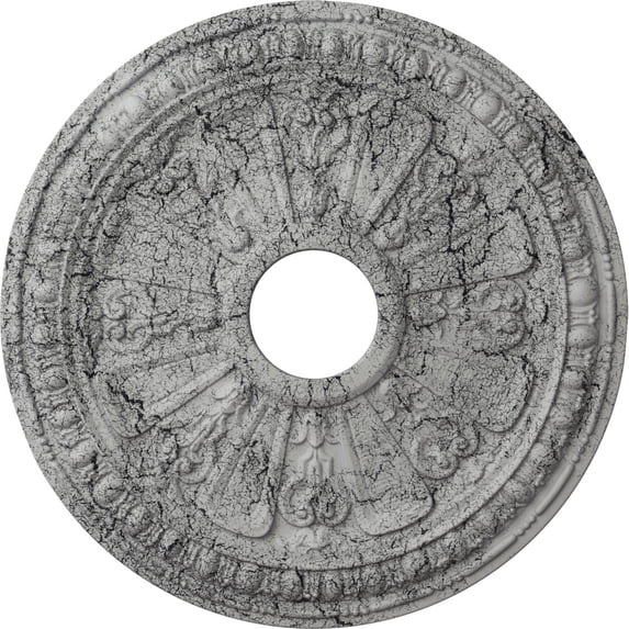 Ekena Millwork 18 1/8"OD 3 5/8"ID x 1 1/8"P Raymond Ceiling Medallion (Fits Canopies up to 5 1/8"), Hand-Painted Ultra Pure White Crackle