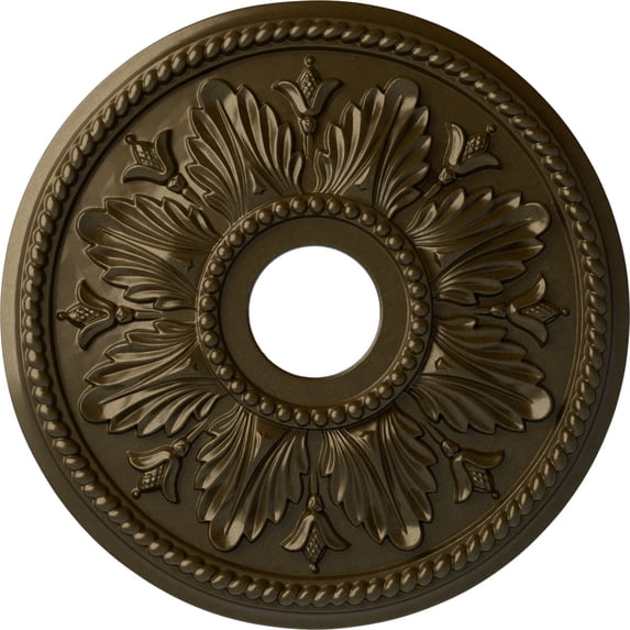 Ekena Millwork 18 1/8"OD x 3 1/2"ID x 2 3/4"P Edinburgh Ceiling Medallion (Fits Canopies up to 5 1/8"), Hand-Painted Brass