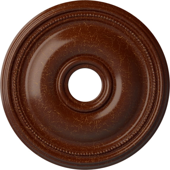 Ekena Millwork 18 1/8"OD x 3 3/4"ID x 1 1/8"P Bradford Ceiling Medallion (Fits Canopies up to 4 3/8"), Hand-Painted Burnished Mahogany Crackle