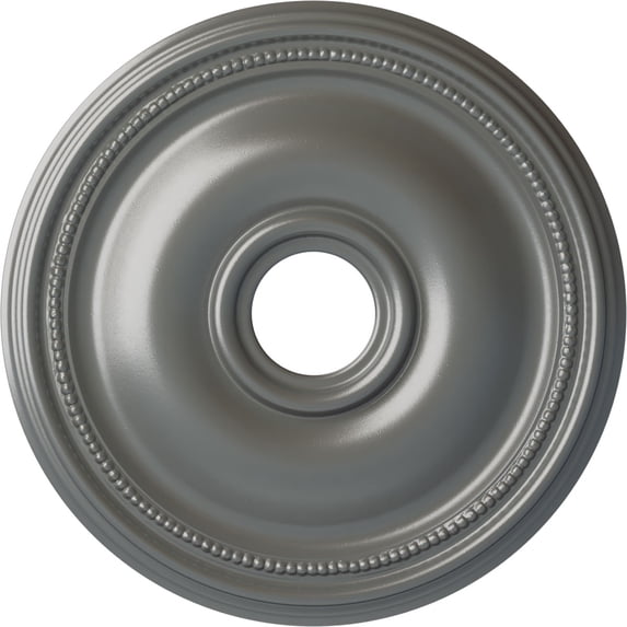 Ekena Millwork 18 1/8"OD x 3 3/4"ID x 1 1/8"P Bradford Ceiling Medallion (Fits Canopies up to 4 3/8"), Hand-Painted Silver
