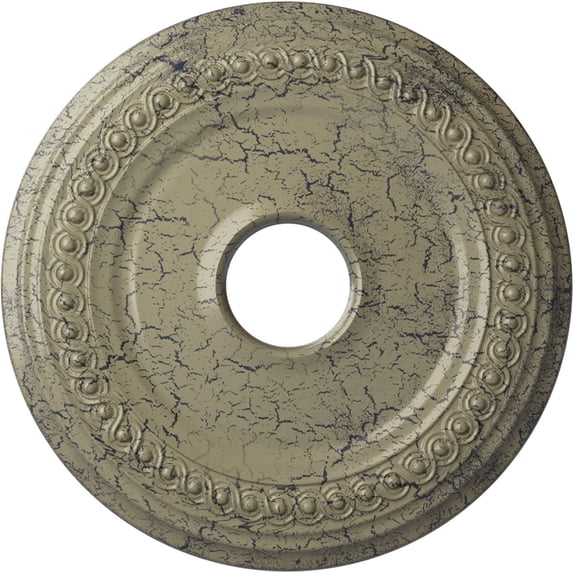 Ekena Millwork 18 5/8"OD 4"ID x 1 1/8"P Classic Ceiling Medallion (Fits Canopies up to 12 3/4"), Hand-Painted Castle Stone Crackle