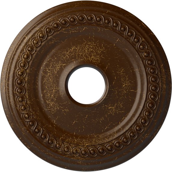 Ekena Millwork 18 5/8"OD 4"ID x 1 1/8"P Classic Ceiling Medallion (Fits Canopies up to 12 3/4"), Hand-Painted Root Beer Crackle