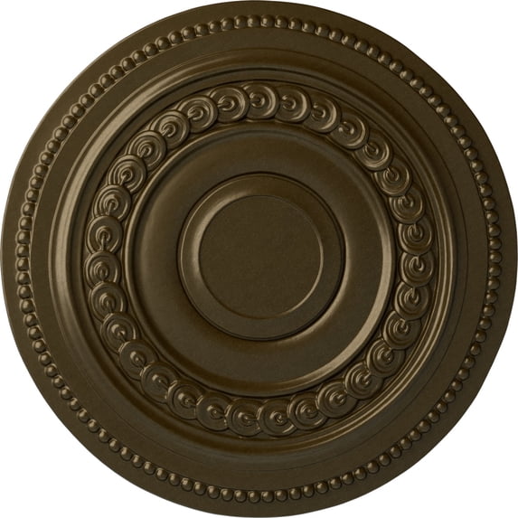 Ekena Millwork 18"OD x 1 1/4"P Oldham Ceiling Medallion (Fits Canopies up to 8 5/8"), Hand-Painted Brass