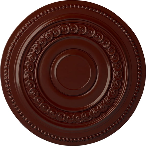 Ekena Millwork 18"OD x 1 1/4"P Oldham Ceiling Medallion (Fits Canopies up to 8 5/8"), Hand-Painted Brushed Mahogany