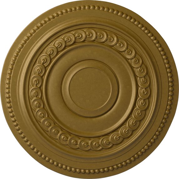 Ekena Millwork 18"OD x 1 1/4"P Oldham Ceiling Medallion (Fits Canopies up to 8 5/8"), Hand-Painted Gold