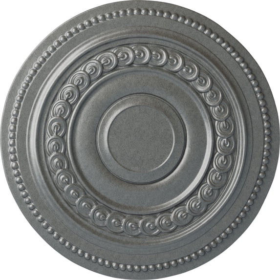 Ekena Millwork 18"OD x 1 1/4"P Oldham Ceiling Medallion (Fits Canopies up to 8 5/8"), Hand-Painted Platinum