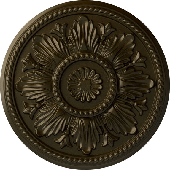 Ekena Millwork 18"OD x 1 3/4"P Edinburgh Ceiling Medallion (Fits Canopies up to 5 1/4"), Hand-Painted Green Gold