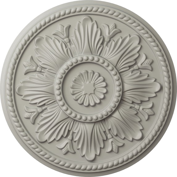 Ekena Millwork 18"OD x 1 3/4"P Edinburgh Ceiling Medallion (Fits Canopies up to 5 1/4"), Hand-Painted Pot of Cream